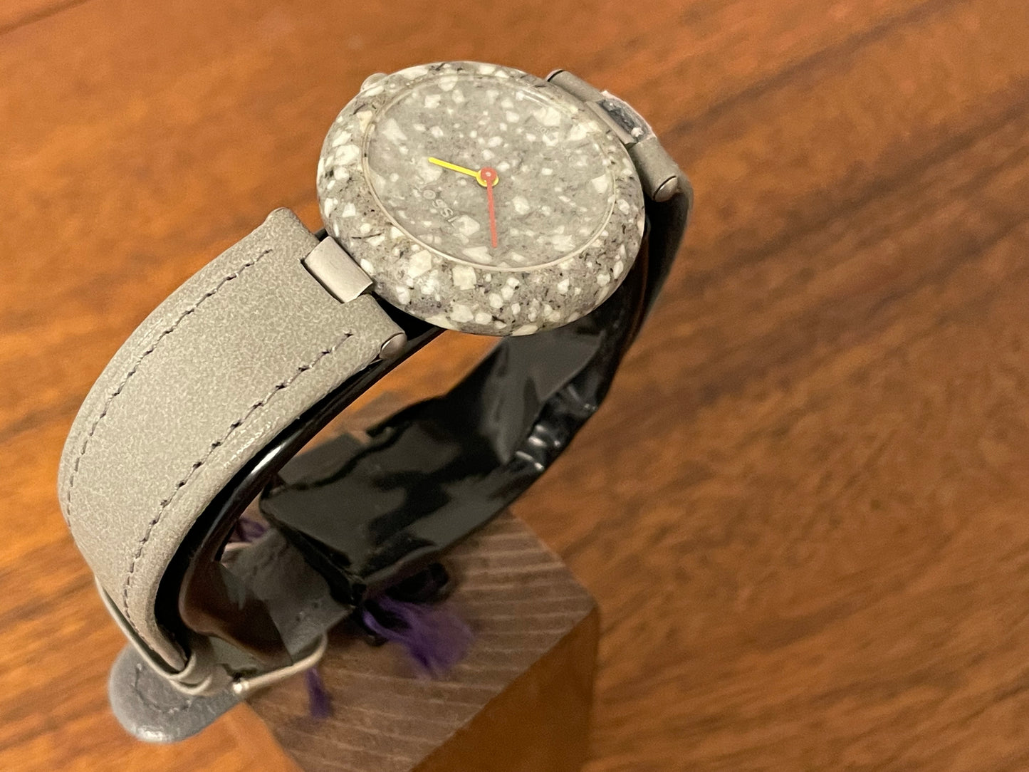 (1980s) Tissot RockWatch R150 white/grey granite - mid size model (NOS)