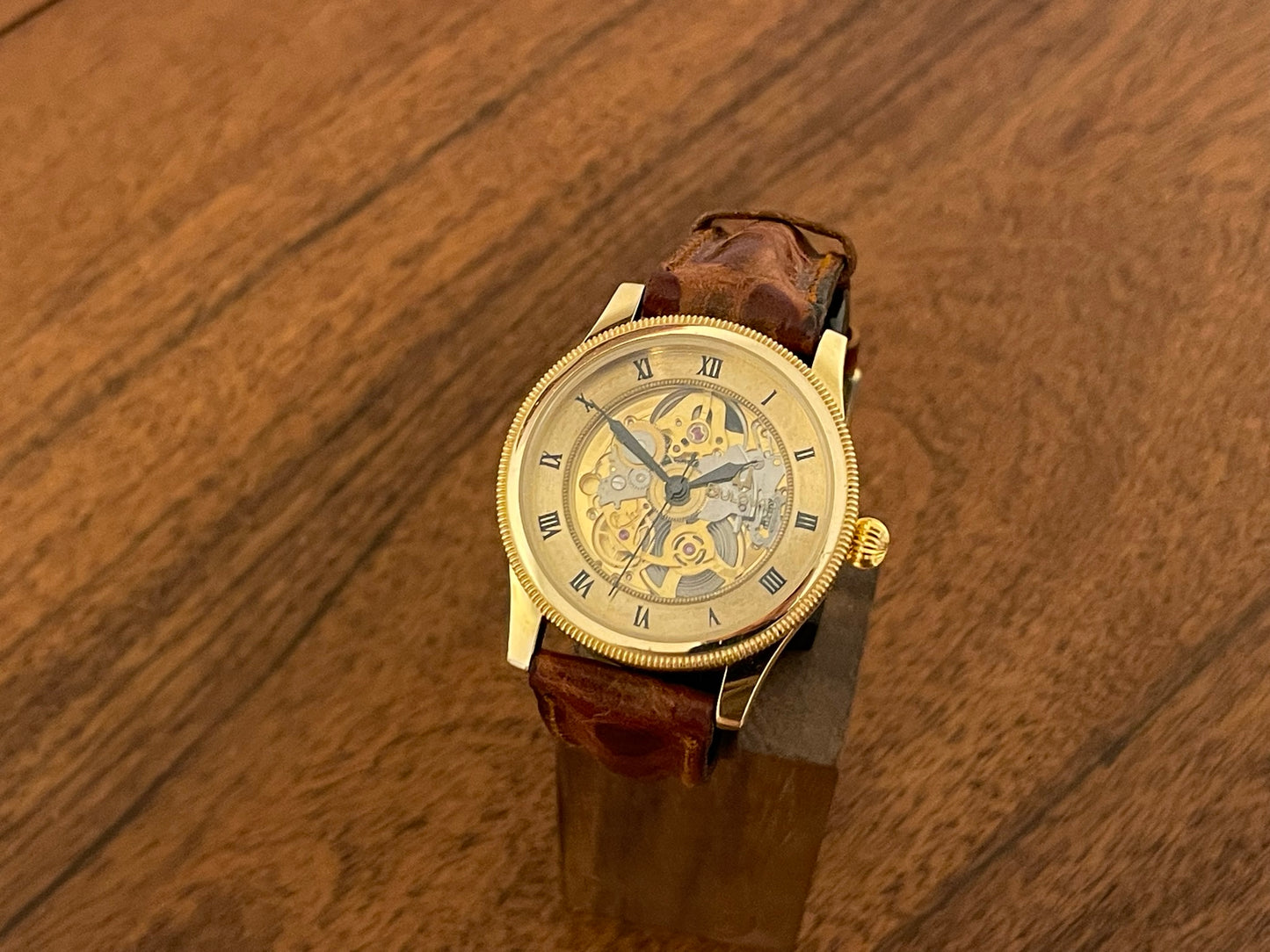 (1980s) Bulova 11987 skeleton dress watch