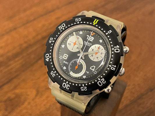 (1990s) vintage Swatch Aqua Chrono (NOS) front view