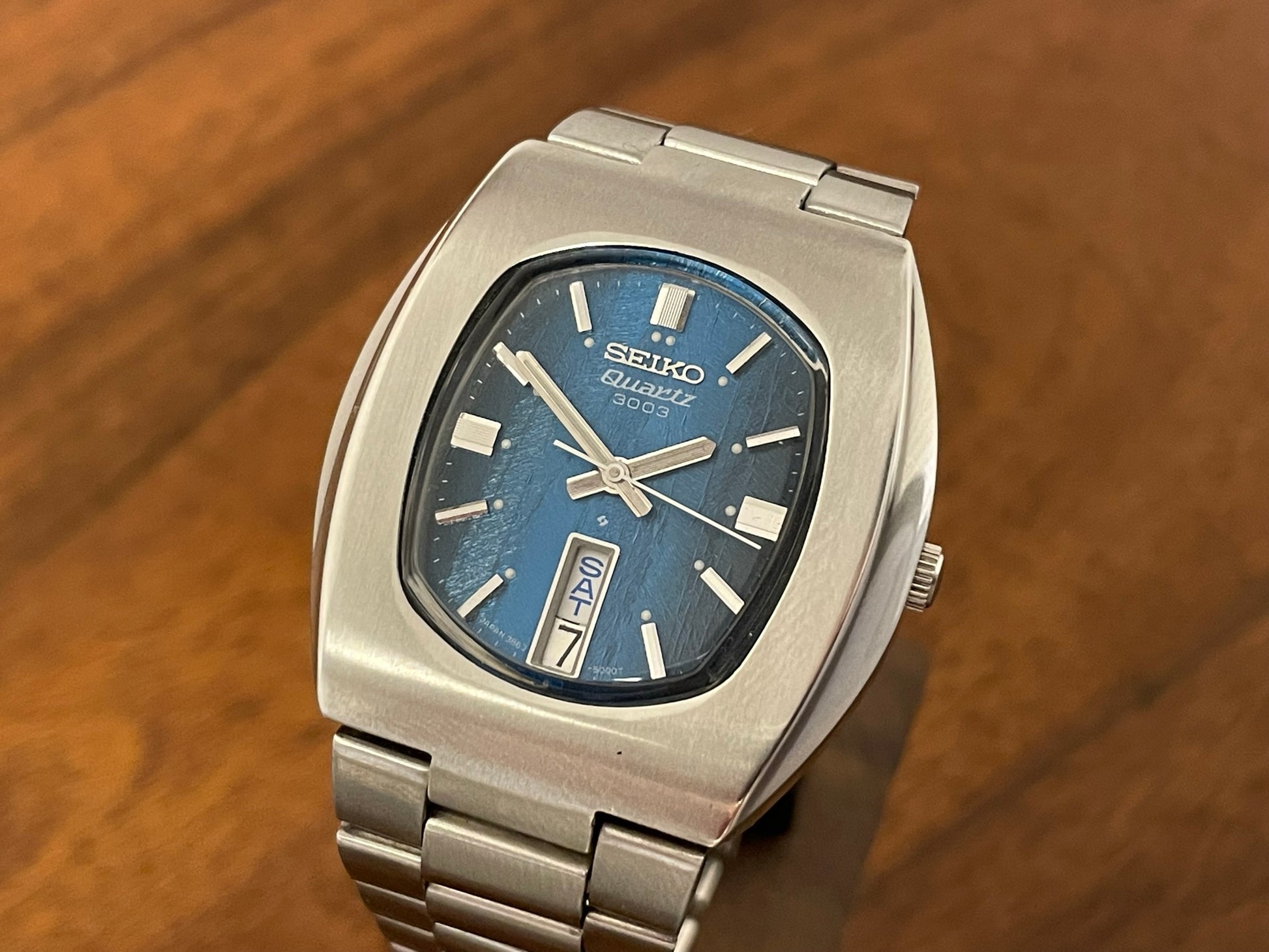 1983 vintage Seiko 3863-5009 Quartz 3003 "ocean dial" front view