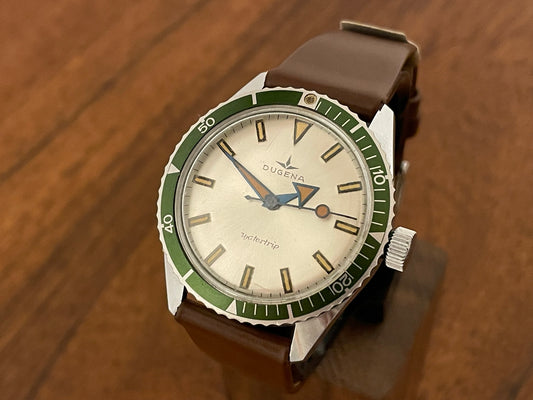 1970s Dugena Watertrip "Kermit" diver front view