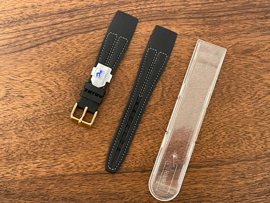 22mm Hirsch "Waterproof" leather strap - Black (NOS)