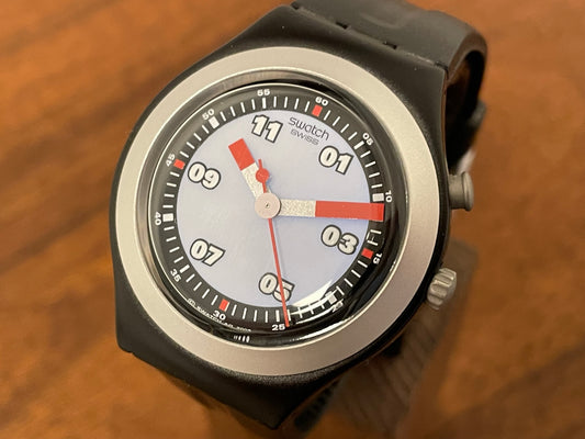 (2005) vintage Swatch YGB9000 Irony Loomi "Enough Time" (NOS) front view