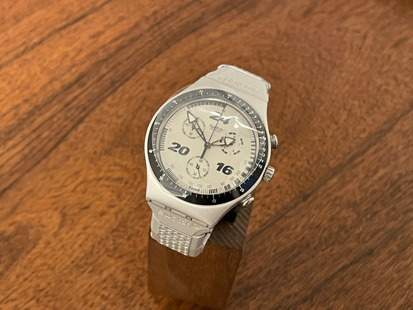 (1997) Swatch YCS1006 Irony Chrono "Straight Edge" (full set)
