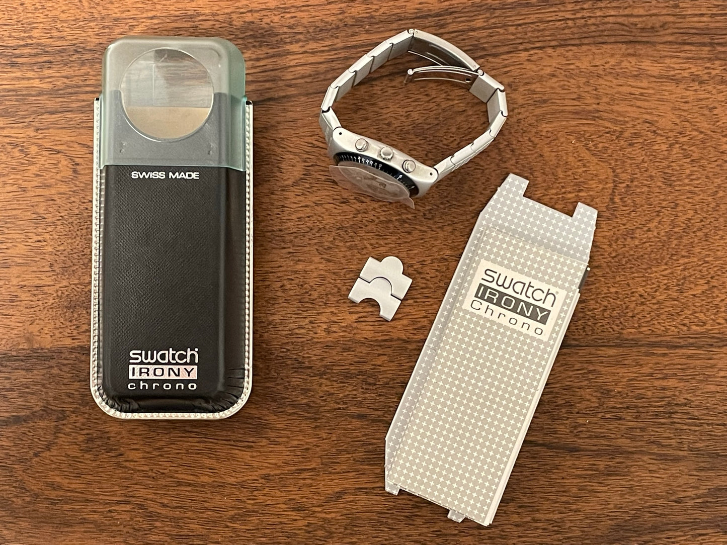 (1997) Swatch YCS1006 Irony Chrono "Straight Edge" (full set)