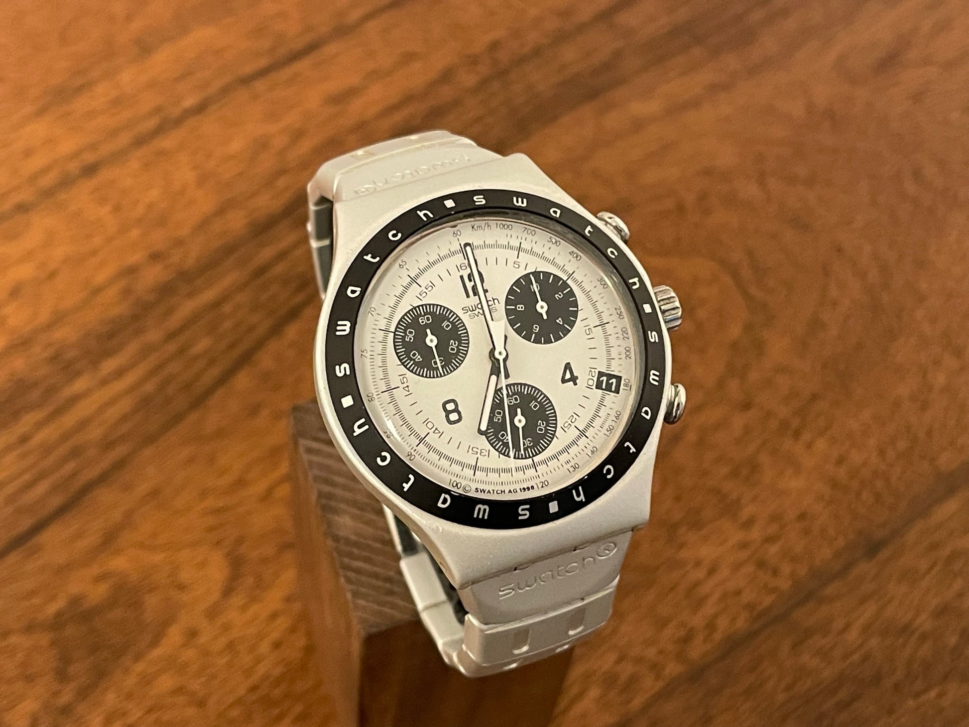 (1998) vintage Swatch YCS4001 Irony Chrono "Adrenaline" front view
