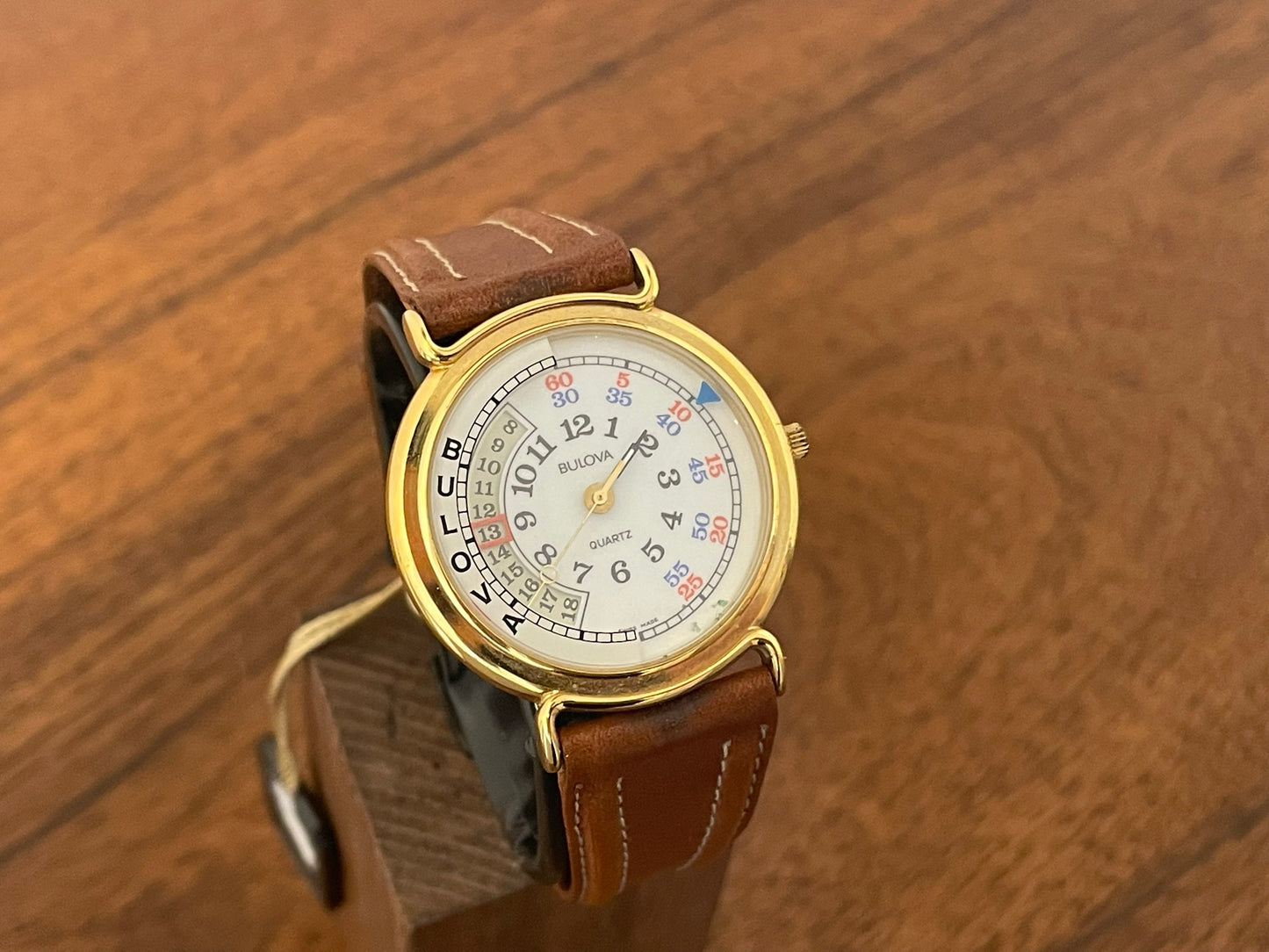 (1980s) Bulova Timetrax dress watch with "jumping minutes" (NOS)