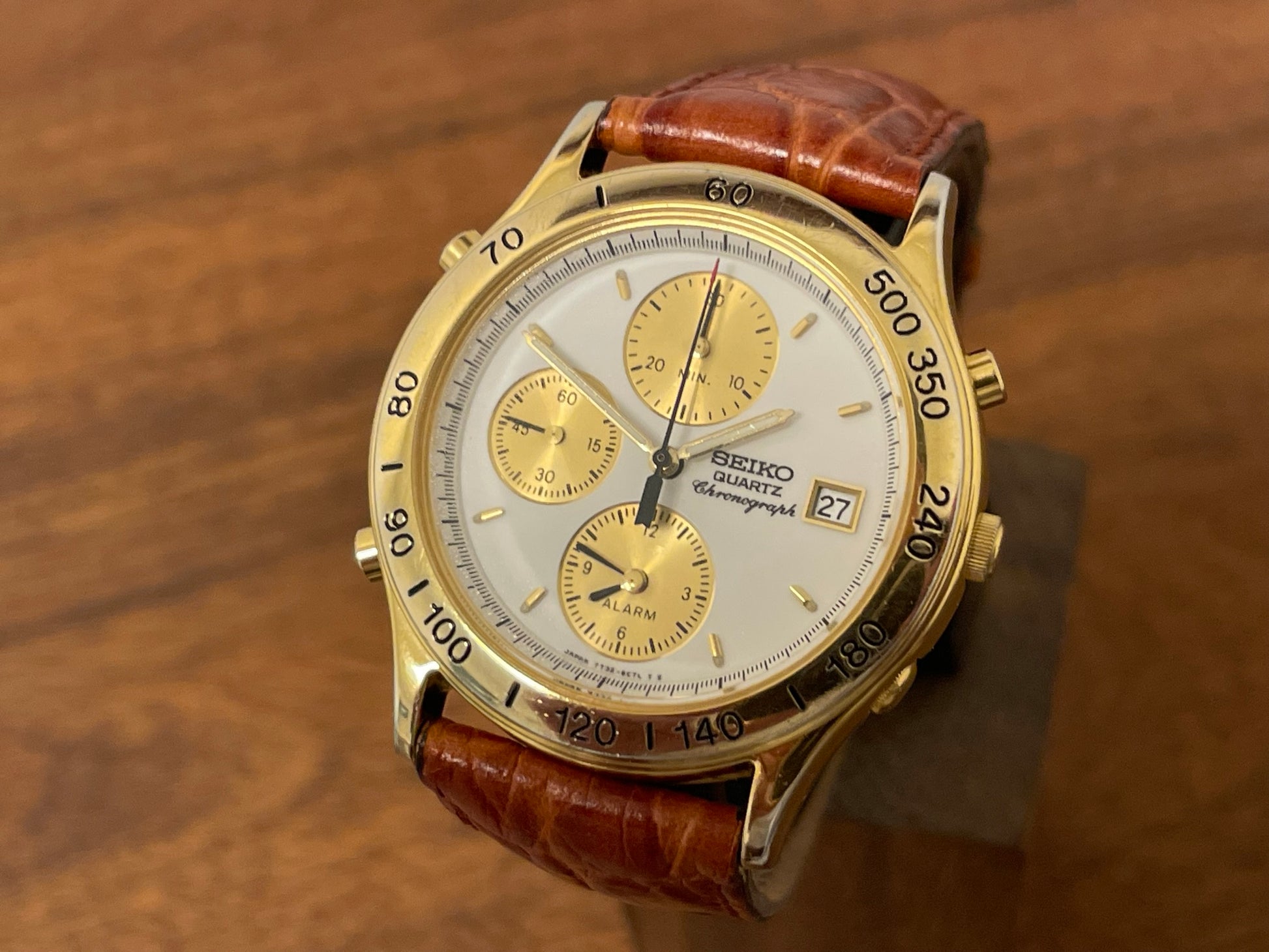 (1991) vintage Seiko 7T32-6C5A Chronograph Sports 100 front view