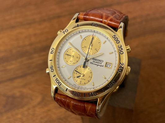 (1991) vintage Seiko 7T32-6C5A Chronograph Sports 100 front view
