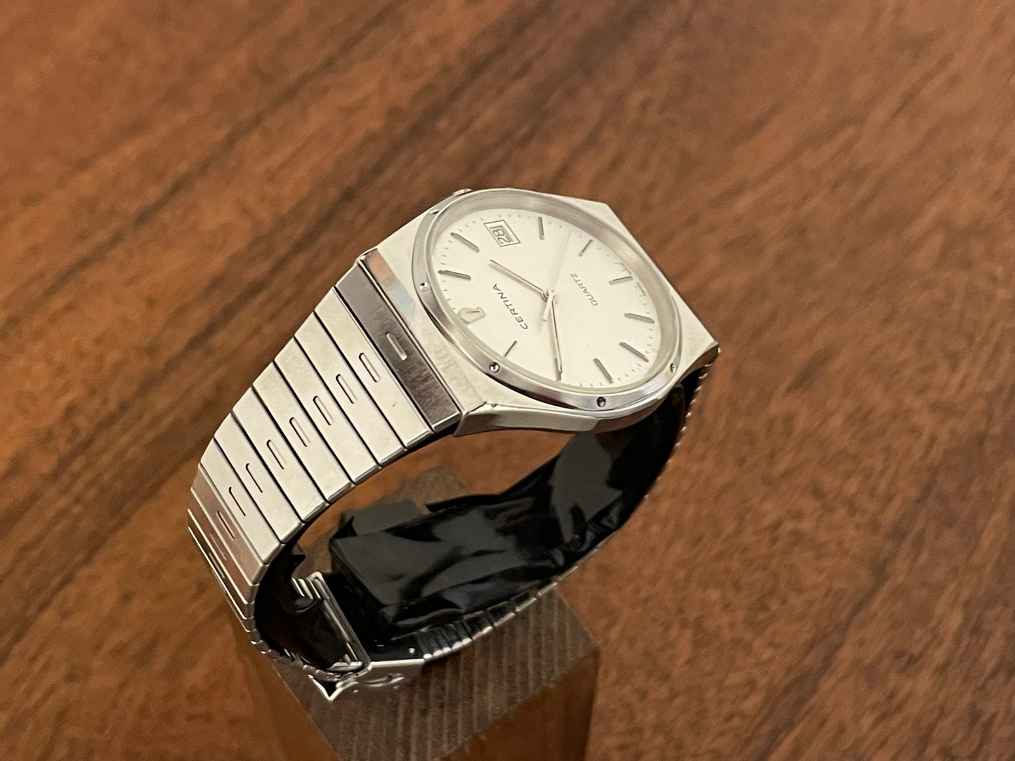(1980s) Certina date only with integrated bracelet (serviced)