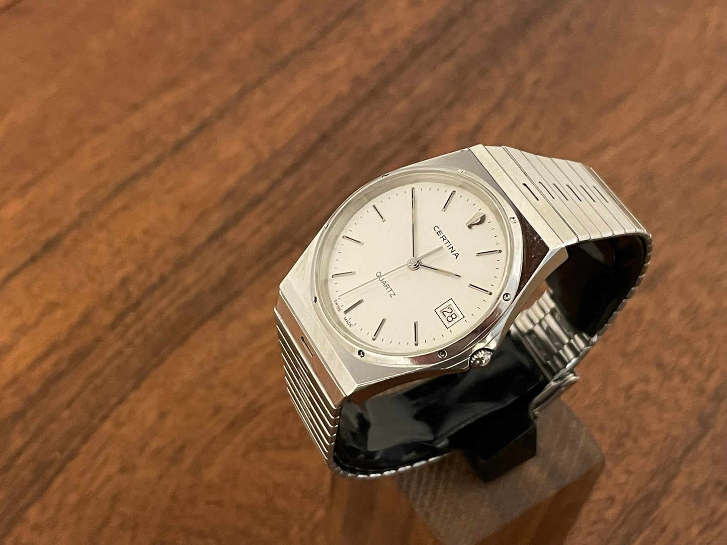(1980s) Certina date only with integrated bracelet (serviced)