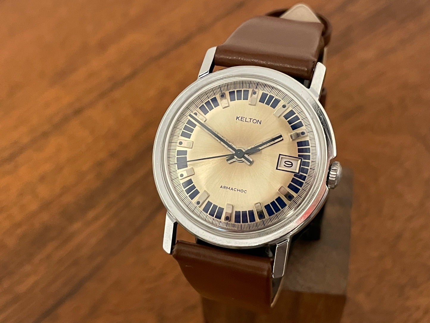1970s Kelton "Roulette" dress watch front view