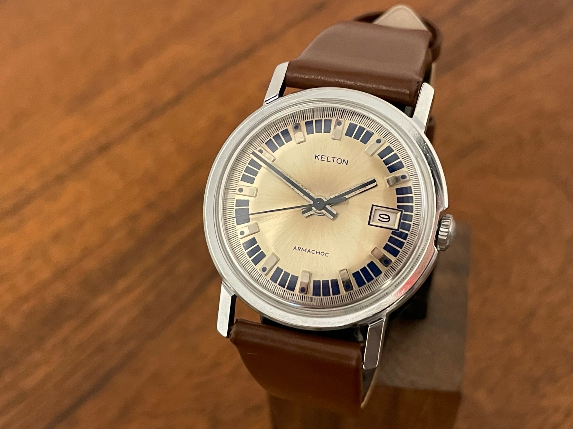 1970s Kelton "Roulette" dress watch front view