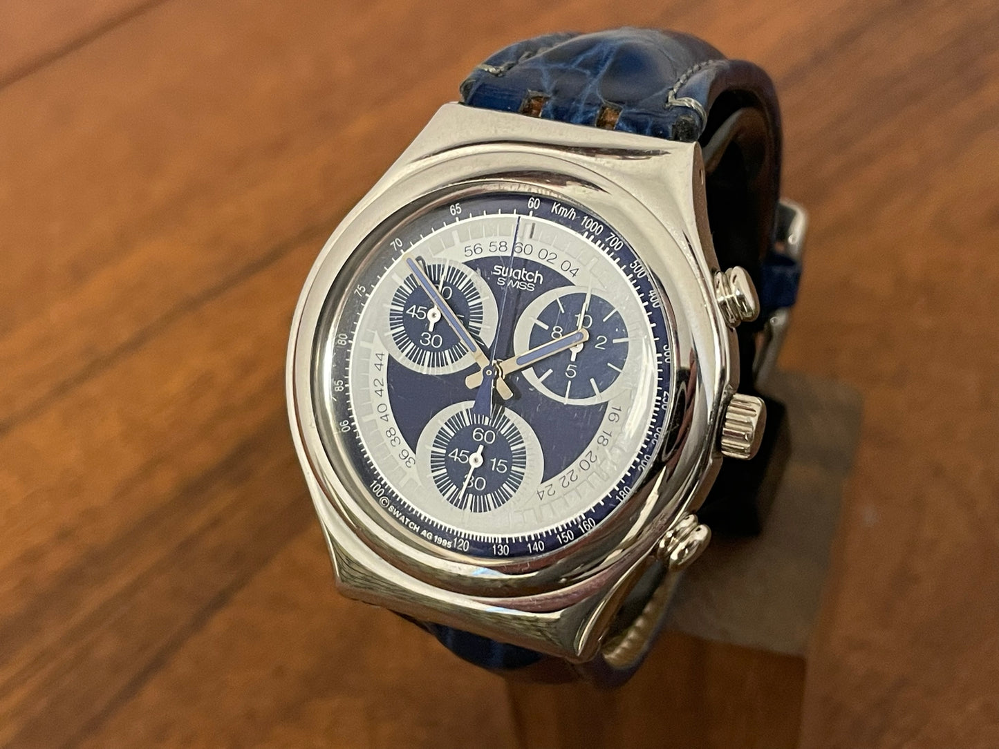 (1996) vintage Swatch YCS102 Irony Chrono "Seatrip" (NOS) front side