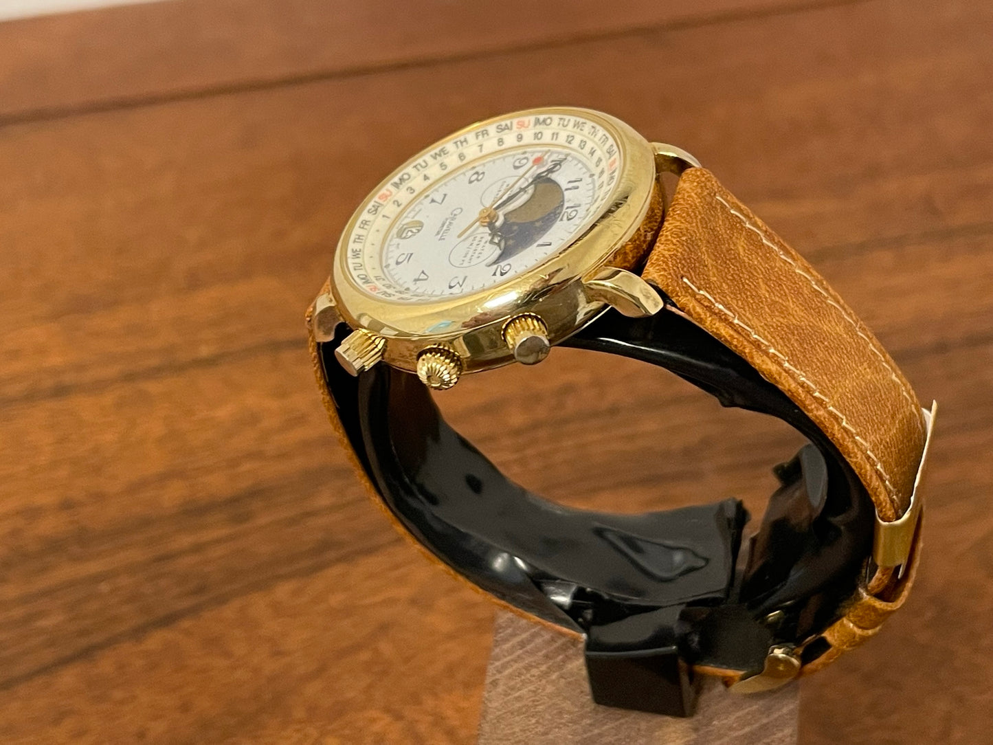 (1980s) Caravelle Perpetual dress watch - white dial with moon phase (serviced)