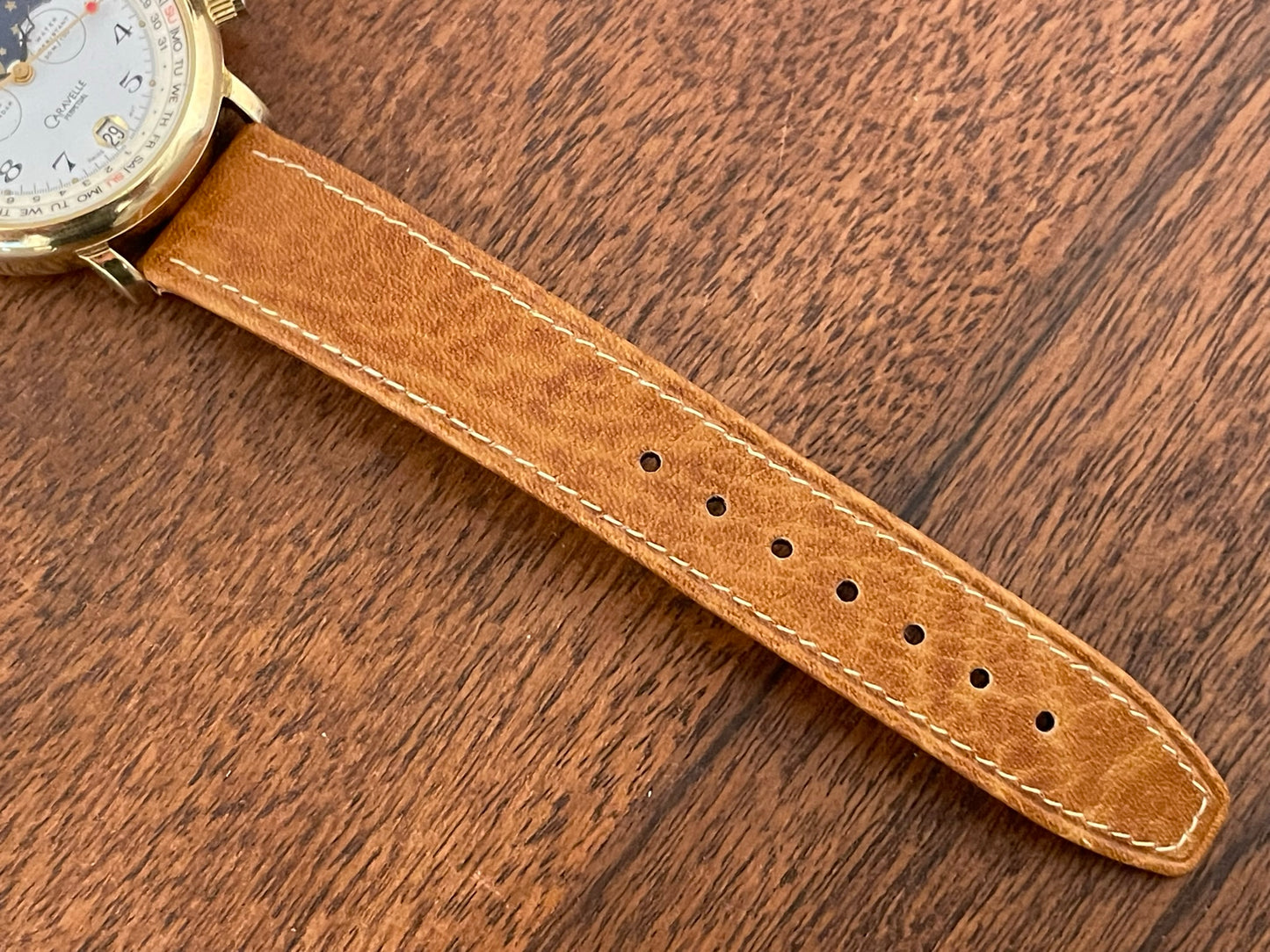 (1980s) Caravelle Perpetual dress watch - white dial with moon phase (serviced)