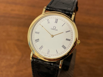 (1990s) Omega De Ville 195.0075 ultra thin dress watch - Cal. 1378 - cream dial w/ Roman numerals (NOS)