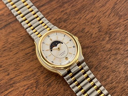 (1985) Lassale (by Seiko) 7454-5009 dress watch - white dial w/ moonphase complication (NOS)