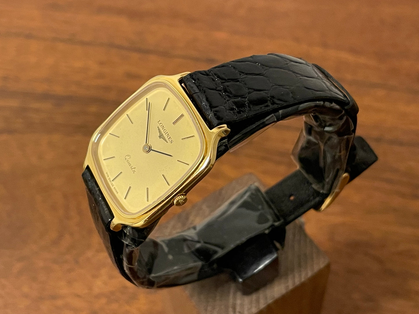 (1980s) Longines 978 6398 dress watch - gold plated case - gold dial w/ stick markers (NOS)