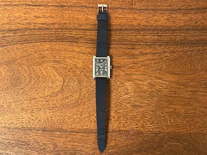 (1970s) Tissot Seven automatic "Tank" - lavender abstract graphic dial w/ white Roman numerals (NOS)