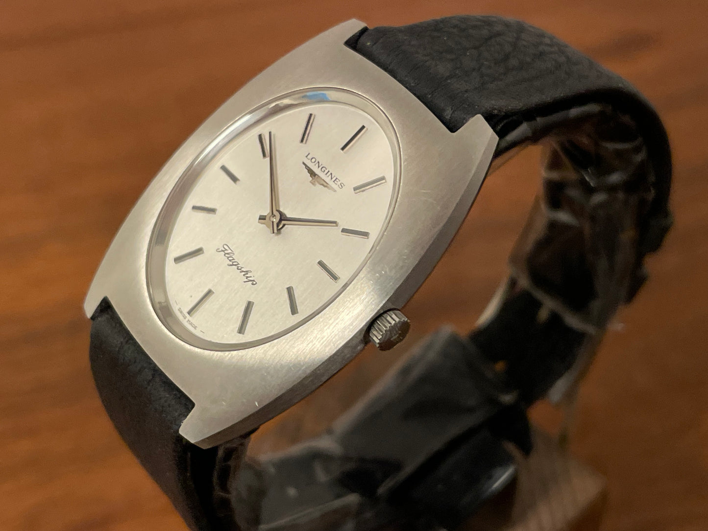 (1970s) Longines Flagship ref. 4036 cal. 428 - tonneau case - silver dial w/ silver stick markers (NOS)