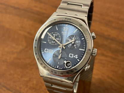 (2002) Swatch YCS438G Irony Chrono "Blustery" - blue sunburst dial (NOS + Full set)