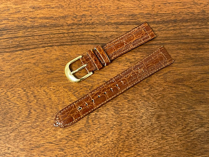 17mm Seiko cognac brown calf leather stap w/ gold buckle