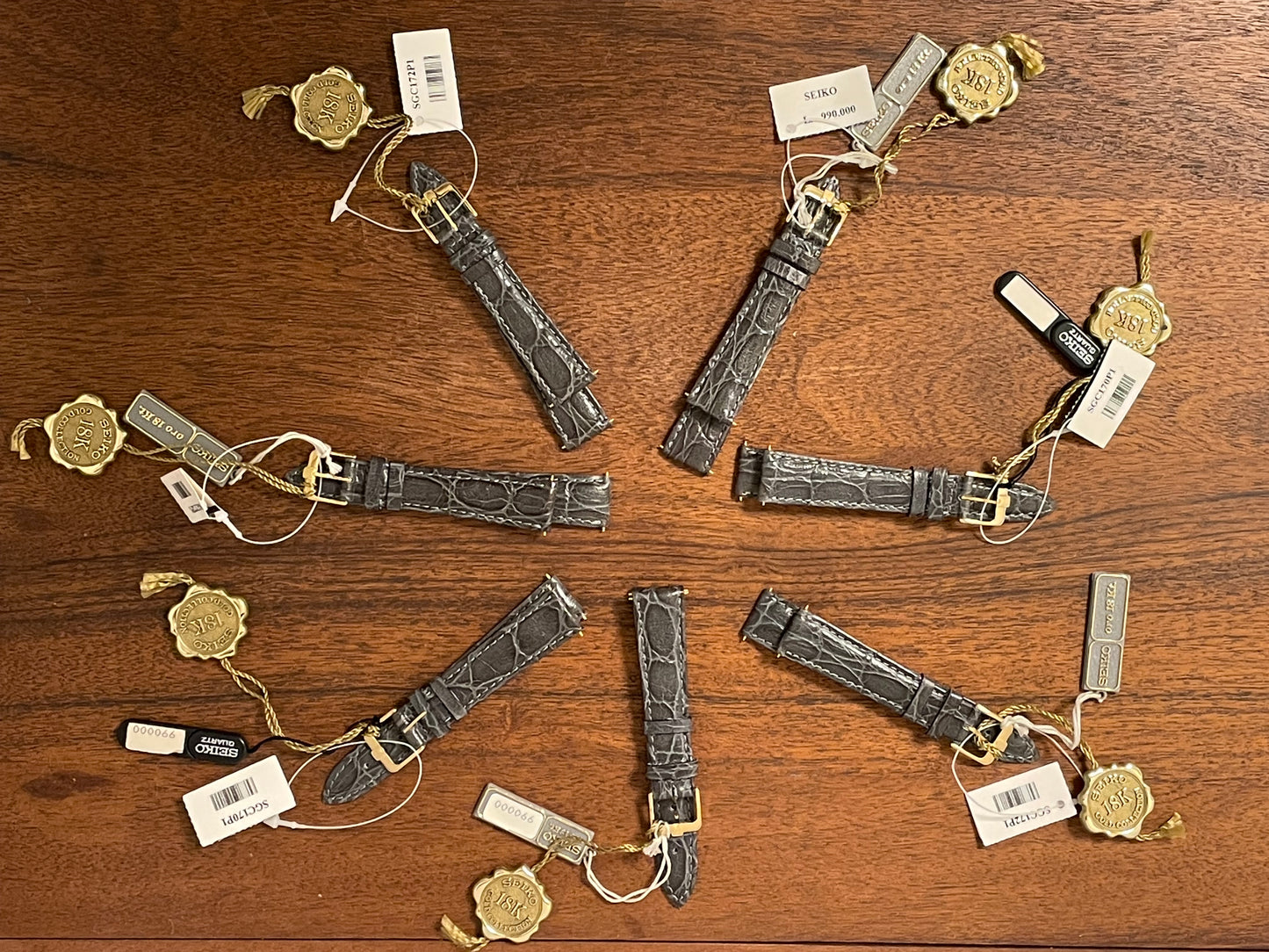 18mm Seiko "18K Gold Collection" dark grey leather stap w/ gold buckle by Italwatch (NOS)