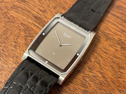 (1970s/1980s) Ricoh 632042 Riquartz "Tank" dress watch - flat taupe dial w/ white markers (NOS)