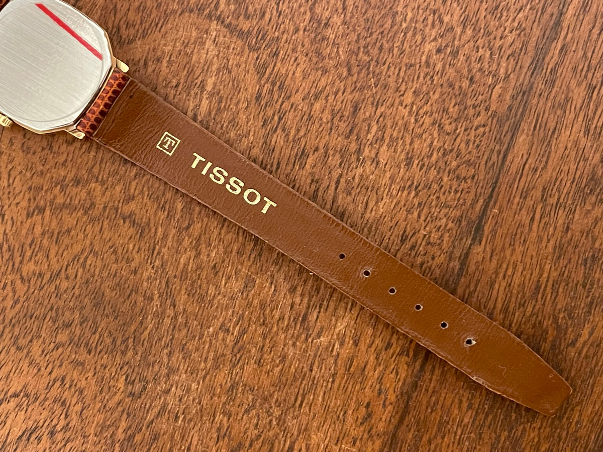 (1980s) Tissot 642.40343/2 Stylist dress watch - gold octagon case - gold dial w/ Roman numerals (NOS)