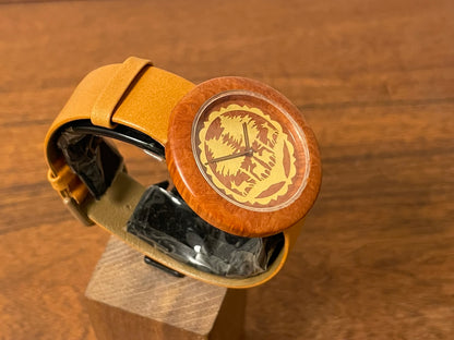 (1991) Tissot WoodWatch W195 - Mediterranean Briar case & dial w/ gold colored inlay (NOS)