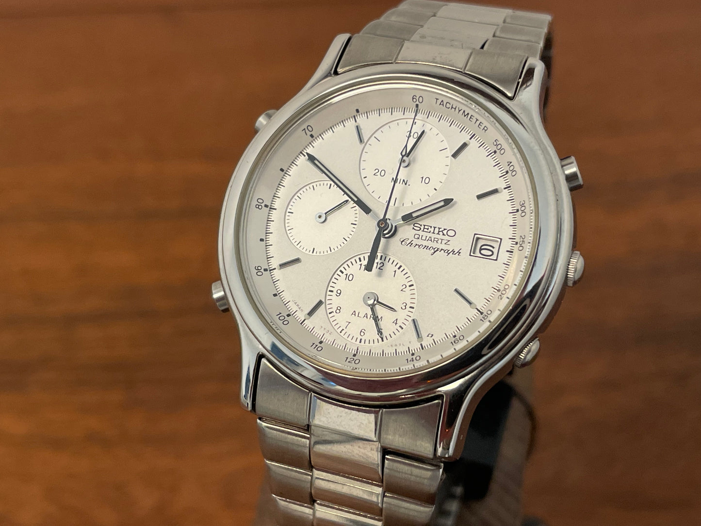 (1989) Seiko 7T32-6A50 Chronograph - silver dial w/ silver markers (NOS)