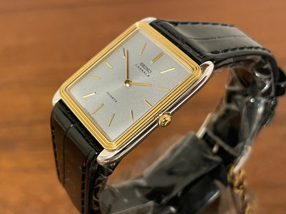 (1981) Seiko 6020-5809 Lassale "Tank" dress watch - silver dial w/ gold stick markers (NOS)