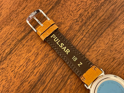 (1988) Pulsar V339-6000 GMT  “Dual Time” dress watch - white dial w/ Roman numerals (NOS)