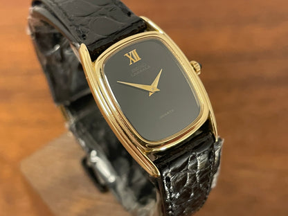 (1980) Seiko 1400-7249 Lassale "Ellipse" dress watch - black dial w/ gold Roman numerals - small size (NOS)