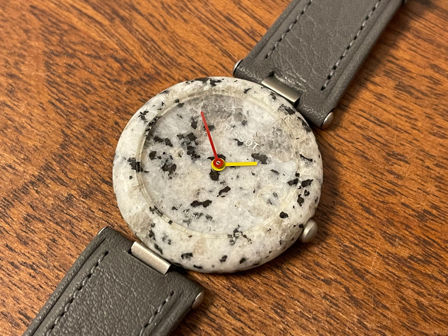 (1980s) Tissot RockWatch R150 light grey/black granite - mid size model (NOS)