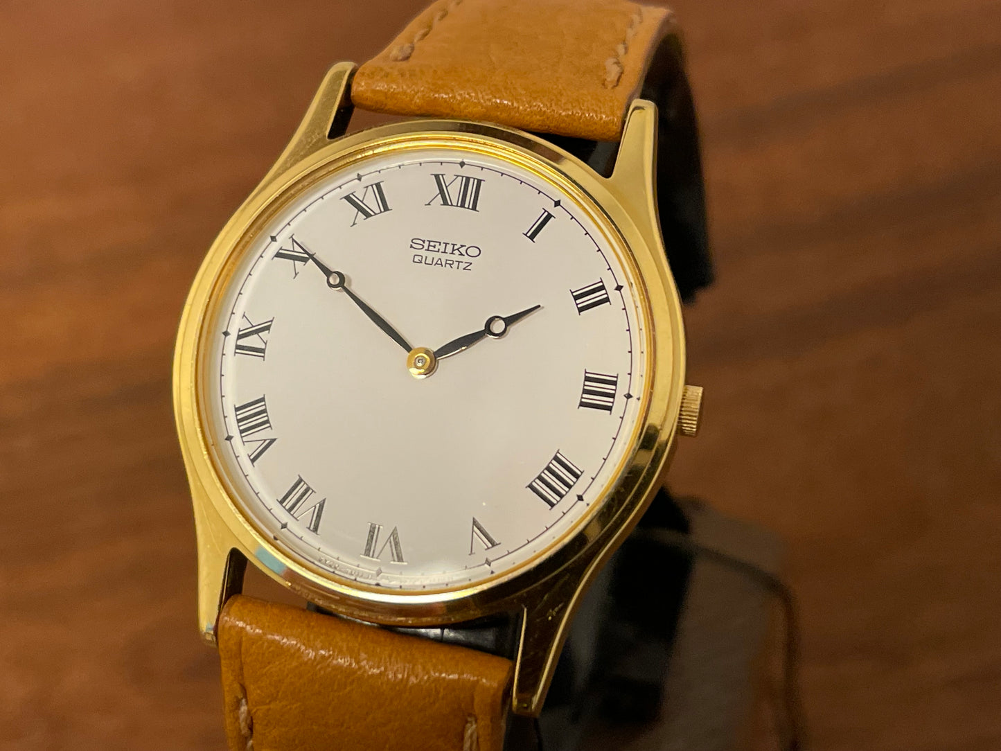 (1988) Seiko 5Y30-7A71 dress watch - white dial w/ Roman numerals & Breguet hands (NOS)