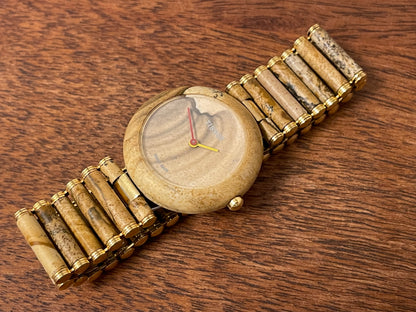 (1980s) Tissot RockWatch R150 brown/beige jasper - stone bracelet - mid size model