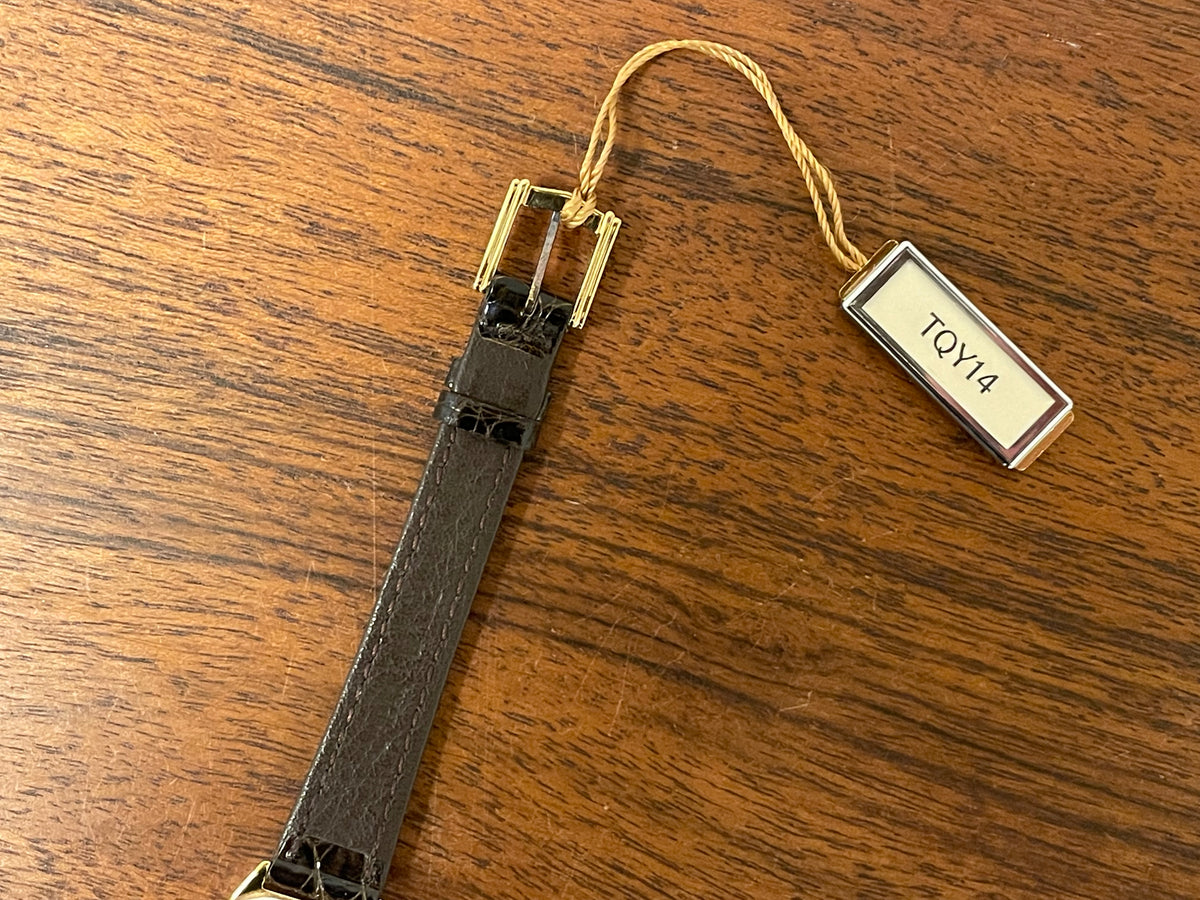 (1982) Seiko 1230-502H Lassale "Tank" dress watch - gold case - gold dial w/ gold stick markers - small size (NOS)
