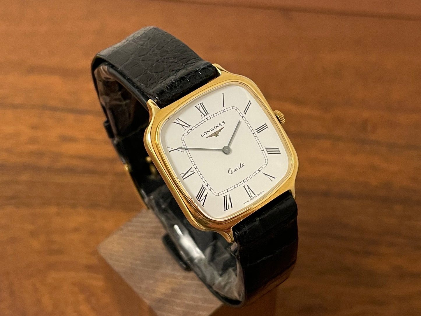 (1980s) Longines 960 6083 dress watch - gold plated case - white dial w/ Roman numerals (NOS)