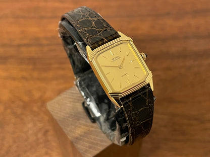 (1982) Seiko 1230-502H Lassale "Tank" dress watch - gold case - gold dial w/ gold stick markers - small size (NOS)