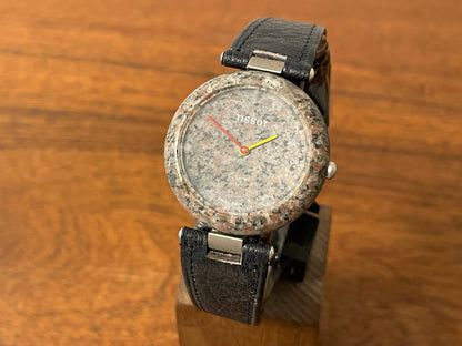 Front side (1980s) Tissot RockWatch R151 grey/brown granite - large size model