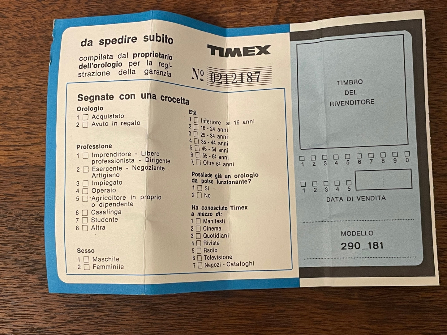 (1970s) Timex 290-181 UFO - orange plastic case - white dial w/ silver markers - small size (NOS + full set)