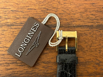 (1980s) Longines 960 6083 dress watch - gold plated case - white dial w/ Roman numerals (NOS)