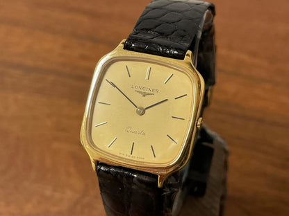 (1980s) Longines 978 6398 dress watch - gold plated case - gold dial w/ stick markers (NOS)