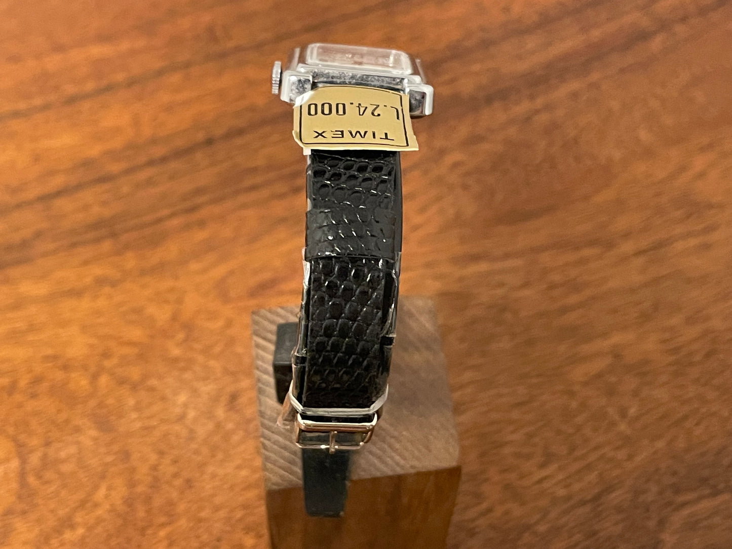 (1970s) Timex "Tank" dress watch - silver case - white dial w/ Roman numerals - small size (NOS)