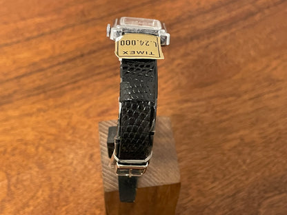 (1970s) Timex "Tank" dress watch - silver case - white dial w/ Roman numerals - small size (NOS)