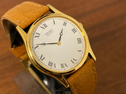 (1988) Seiko 5Y30-7A71 dress watch - white dial w/ Roman numerals & Breguet hands (NOS)