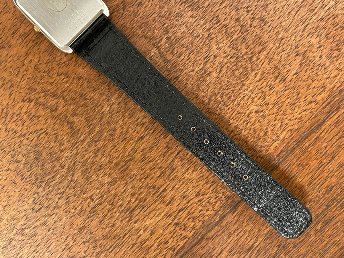 (1981) Seiko 6020-5809 Lassale "Tank" dress watch - silver dial w/ gold stick markers (NOS)