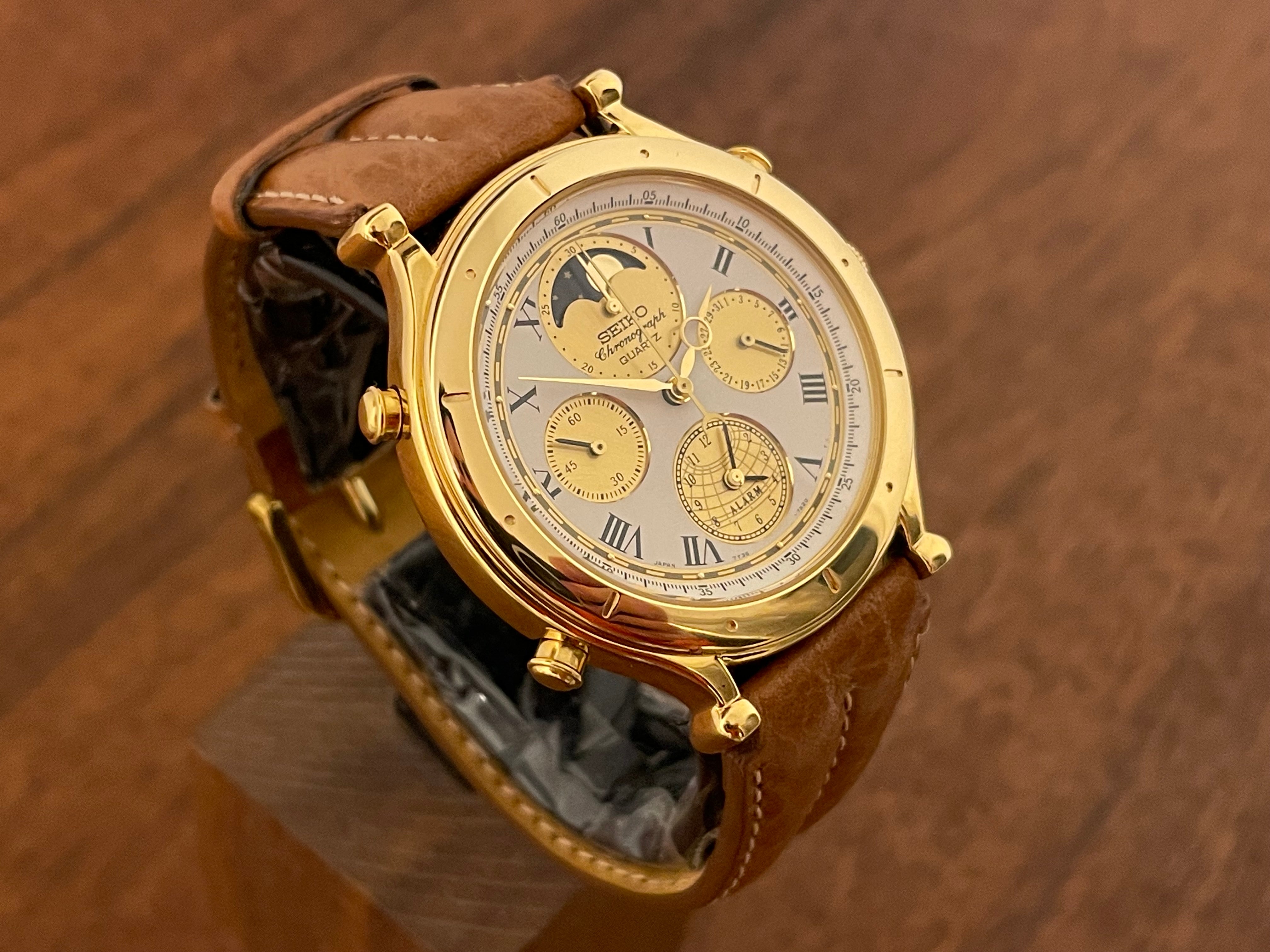 1990) Seiko 7T36-7A10 Age of Discovery (AOD) chronograph - gold